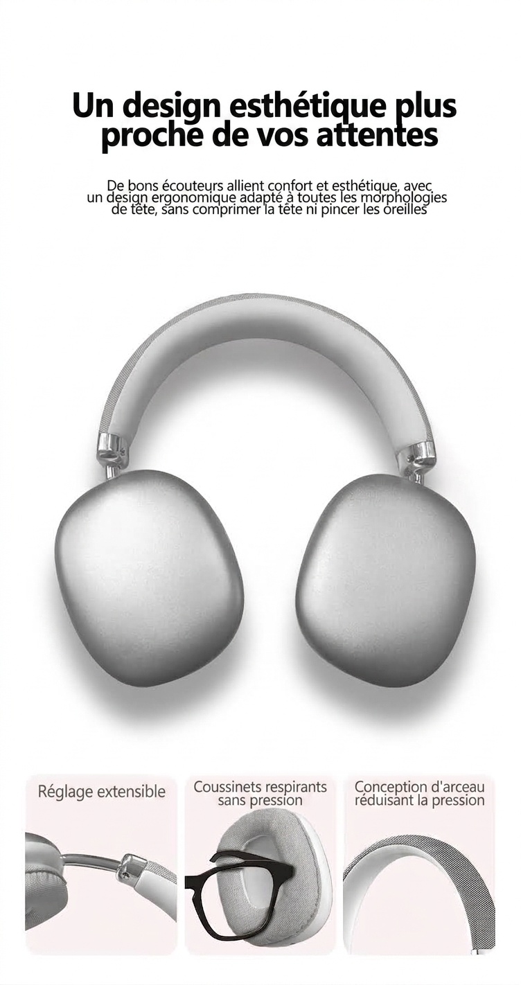 Wireless Over-Ear Headphones with Mesh Ear Cushions