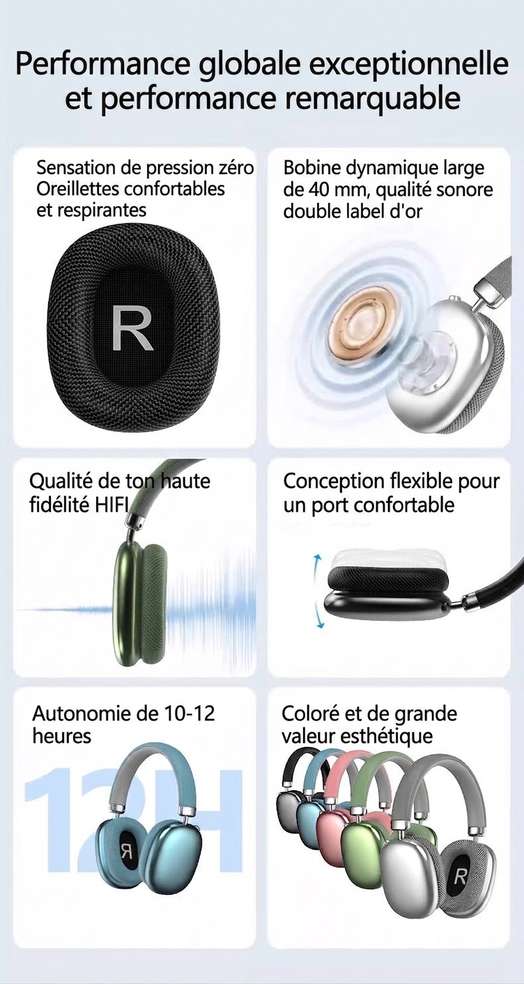 P959 Wireless Bluetooth Over-Ear Headphones