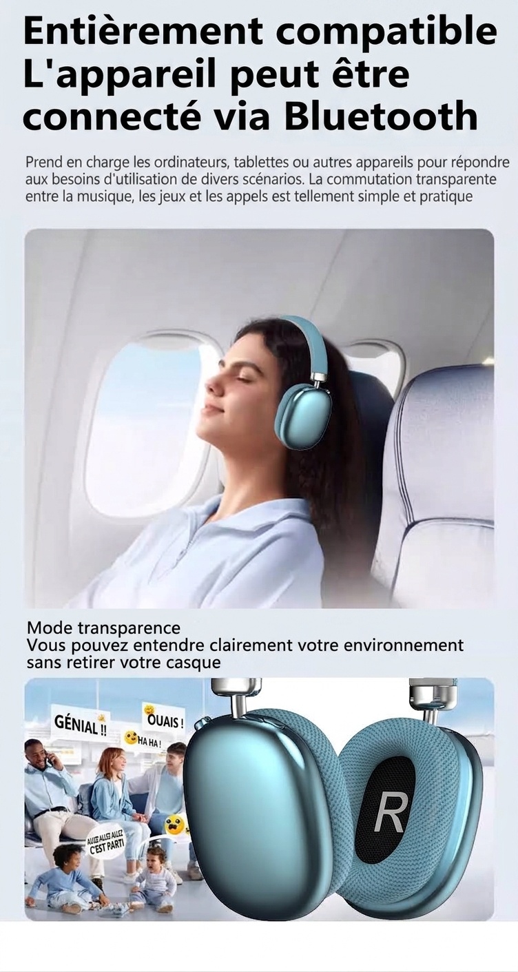 P959 Wireless Bluetooth Over-Ear Headphones