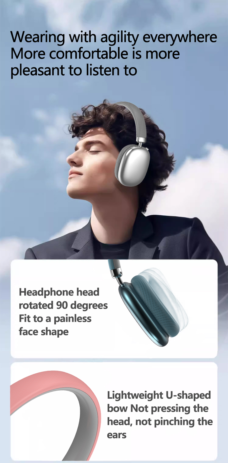 P959 Wireless Bluetooth Over-Ear Headphones