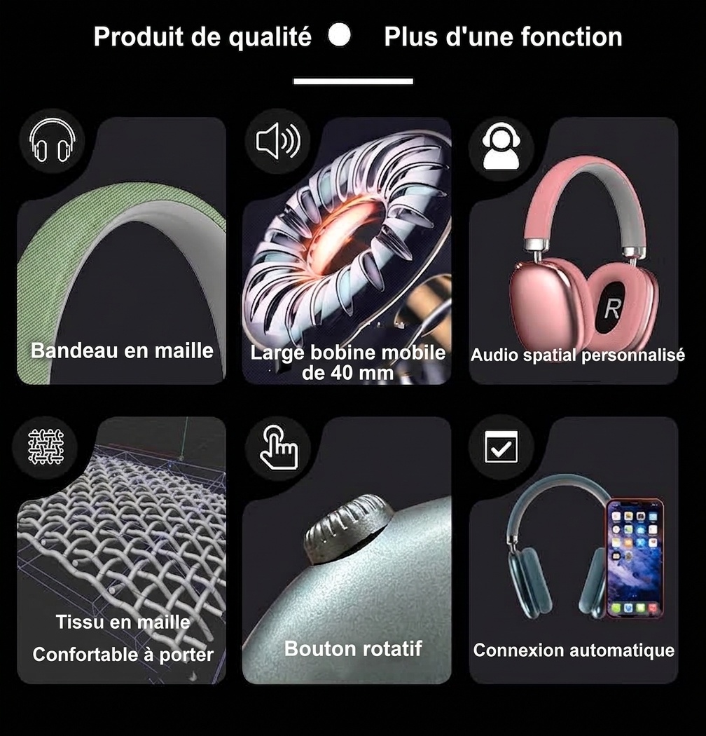 P959 Wireless Bluetooth Over-Ear Headphones