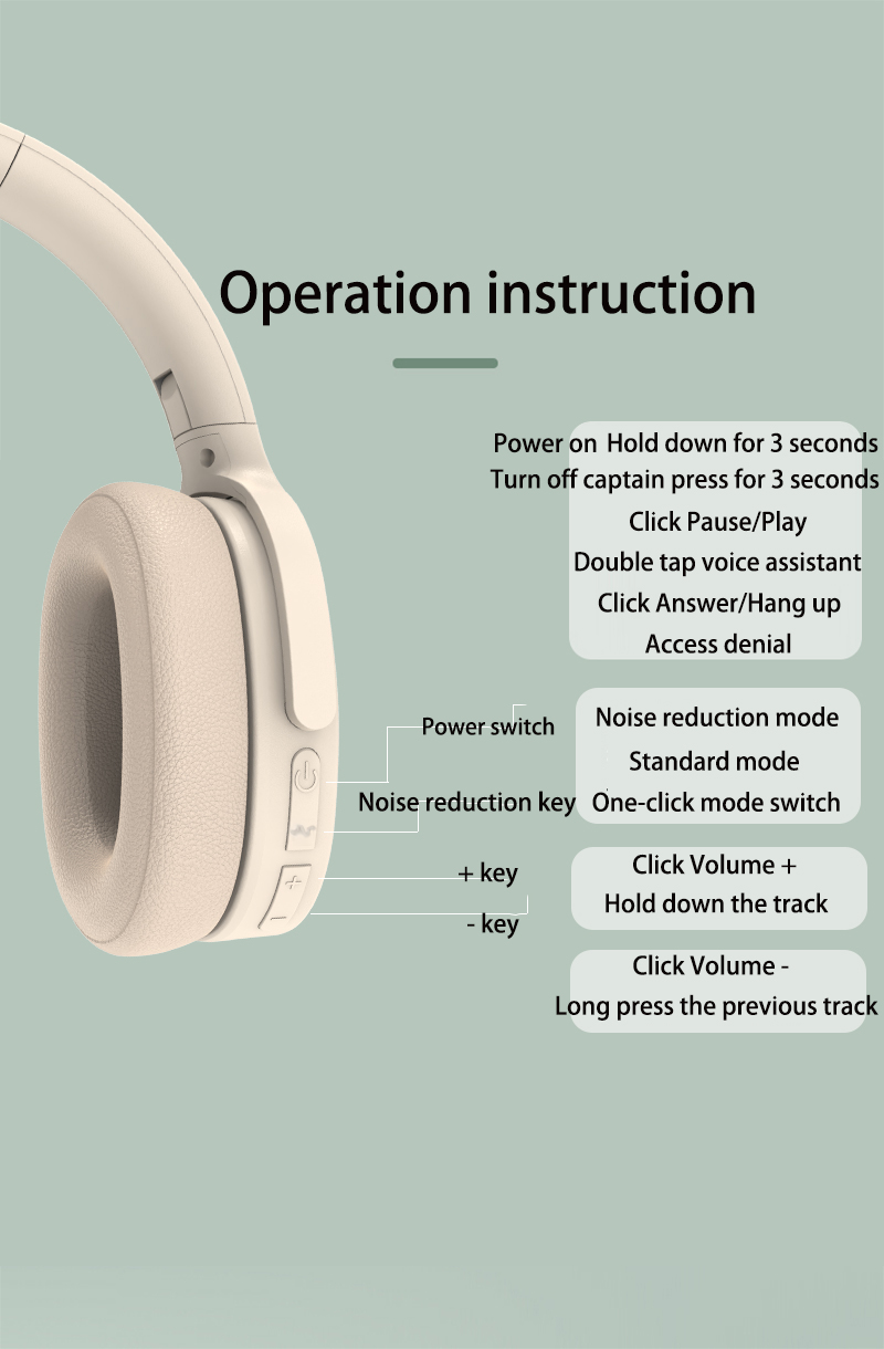 Wireless Over-Ear ANC Headphones with Bluetooth 5.3