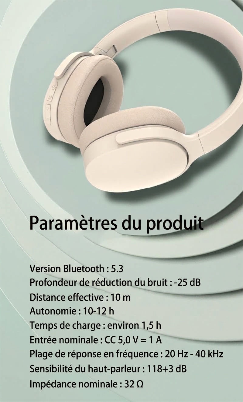 Wireless Over-Ear ANC Headphones with Bluetooth 5.3