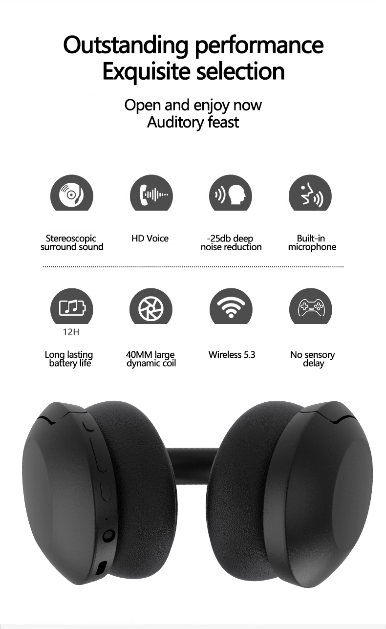 Wireless Over-Ear ANC Bluetooth 5.3 Headphones