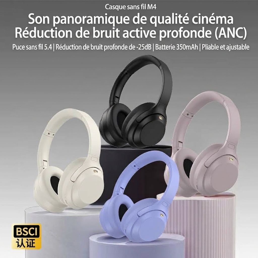 M4 Wireless Noise Reduction Over-Ear Bluetooth Headphones