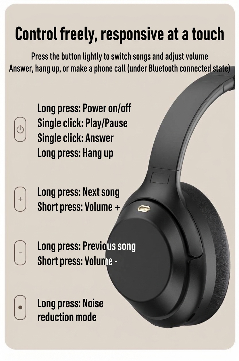 M4 Wireless Noise Reduction Over-Ear Bluetooth Headphones