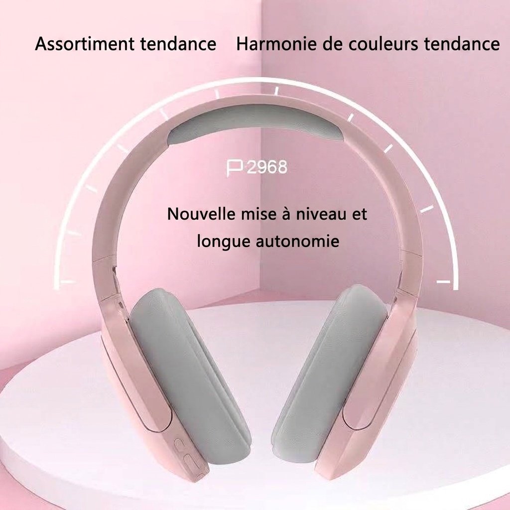 Casque Bluetooth pliable sans fil supra-auriculaire