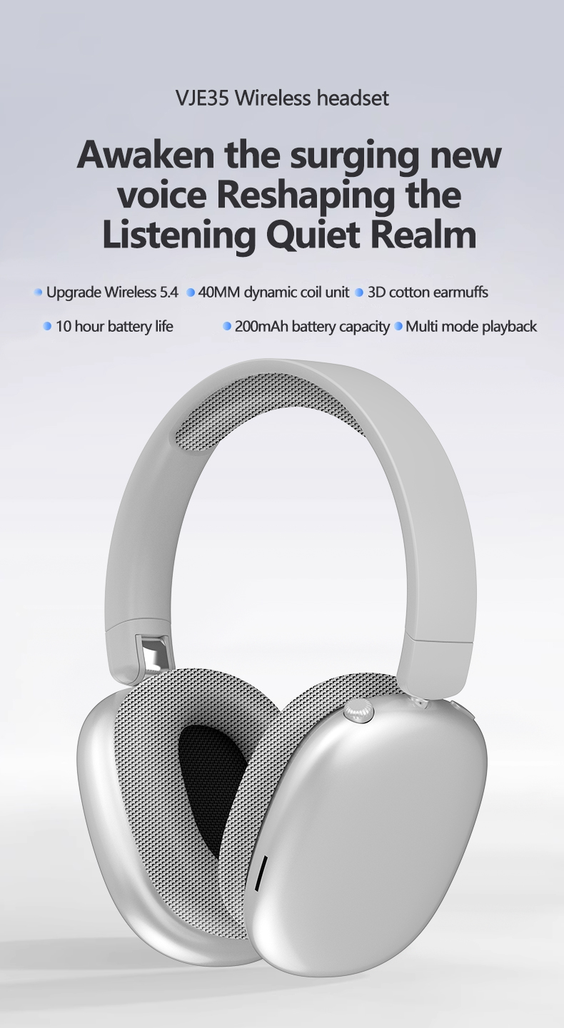 Wireless Over-Ear Bluetooth Headphones with Mesh Ear Cups