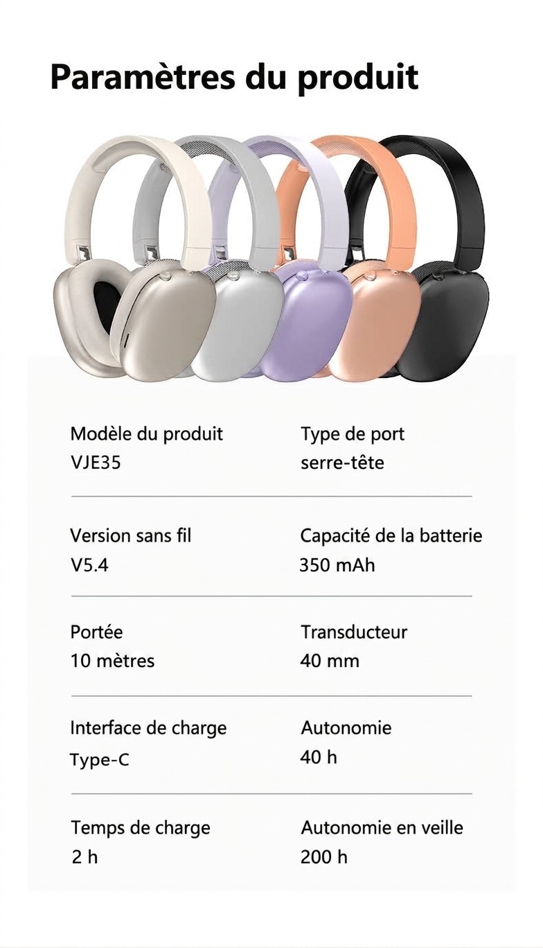 Wireless Over-Ear Bluetooth Headphones with Mesh Ear Cups