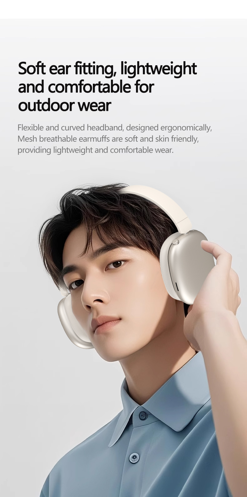 Wireless Over-Ear Bluetooth Headphones with Mesh Ear Cups