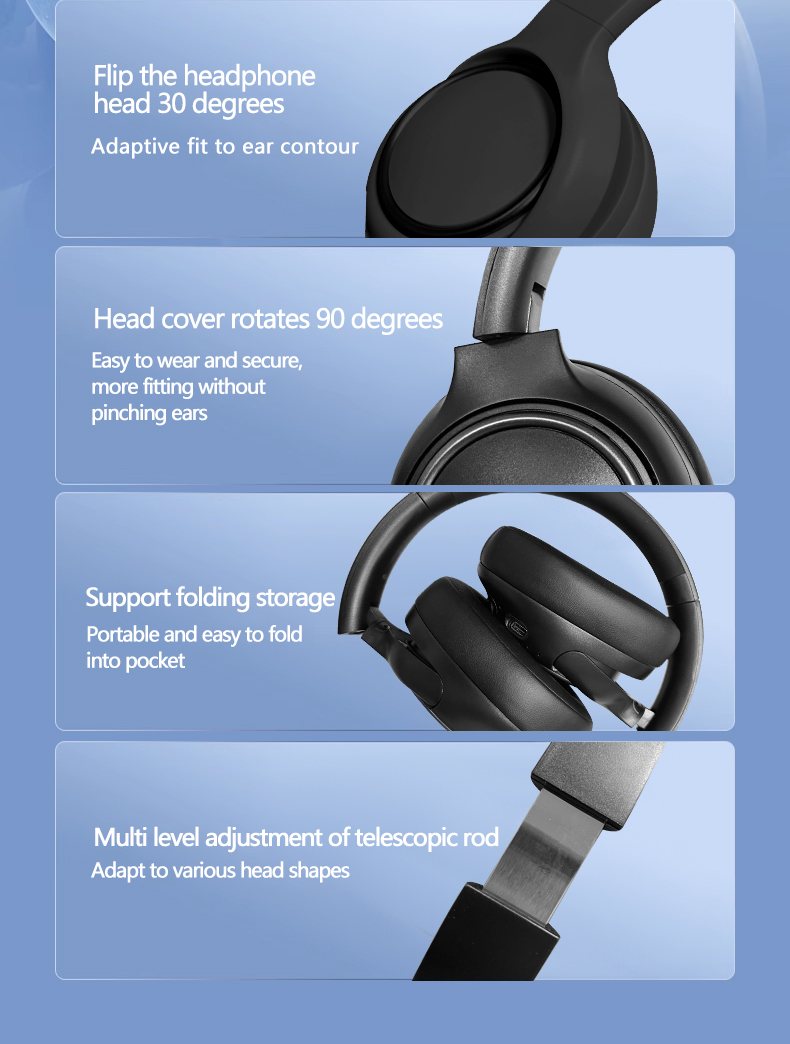 Active ANC Wireless Bluetooth 5.4 Over-Ear Headphones