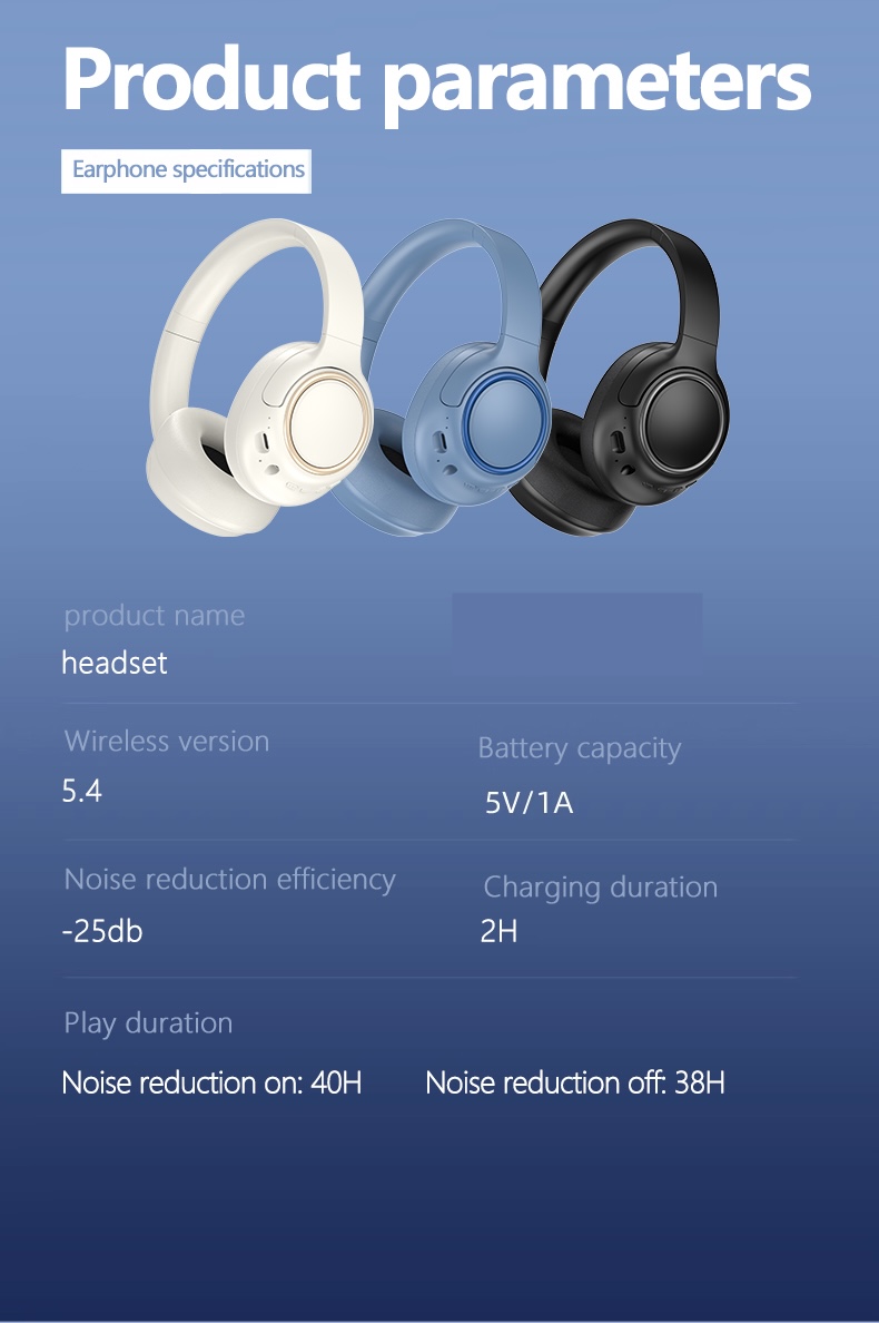 Active ANC Wireless Bluetooth 5.4 Over-Ear Headphones