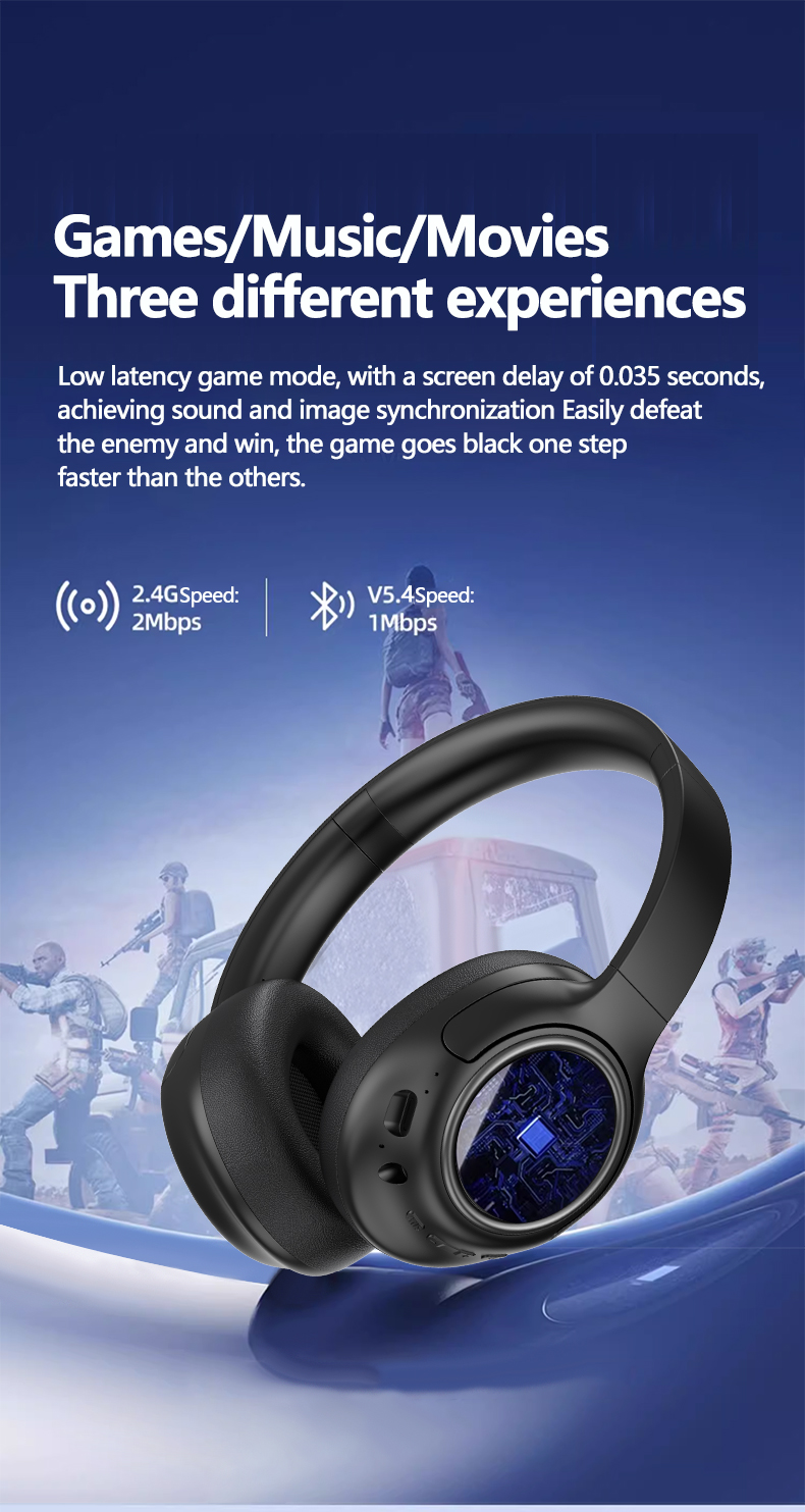 Active ANC Wireless Bluetooth 5.4 Over-Ear Headphones