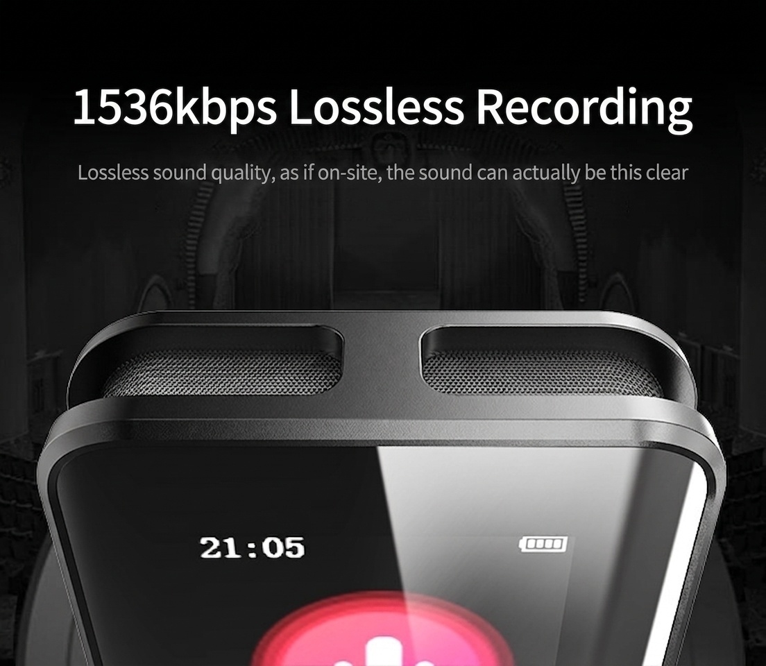 Grabadora de voz digital portátil con reproducción HiFi, cancelación de ruido inteligente, cifrado seguro de archivos, batería de larga duración, N5 negra