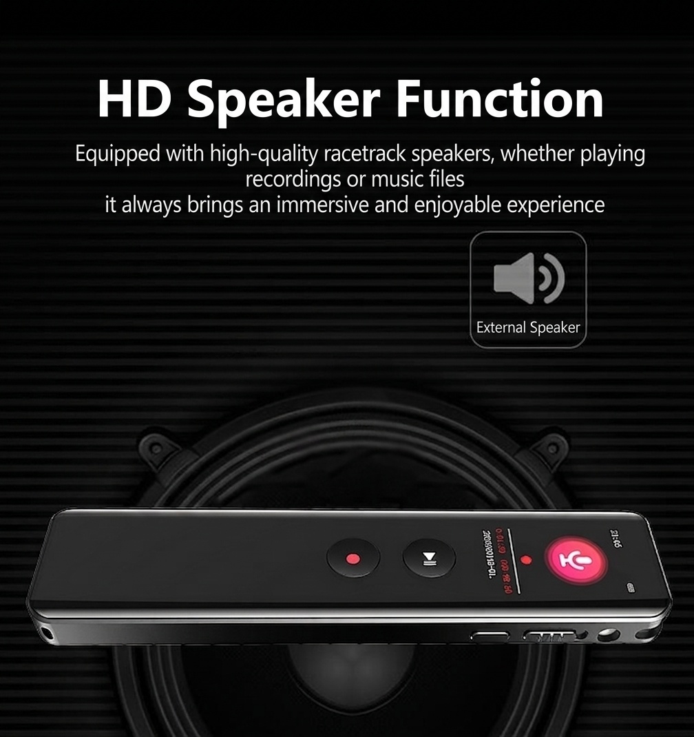 Grabadora de voz digital portátil con reproducción HiFi, cancelación de ruido inteligente, cifrado seguro de archivos, batería de larga duración, N5 negra