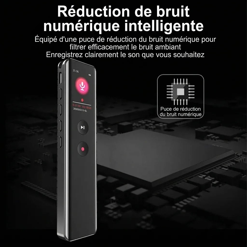 Enregistreur vocal numérique portable avec lecture HiFi, réduction intelligente du bruit, cryptage sécurisé des fichiers, autonomie prolongée, N5 Noir