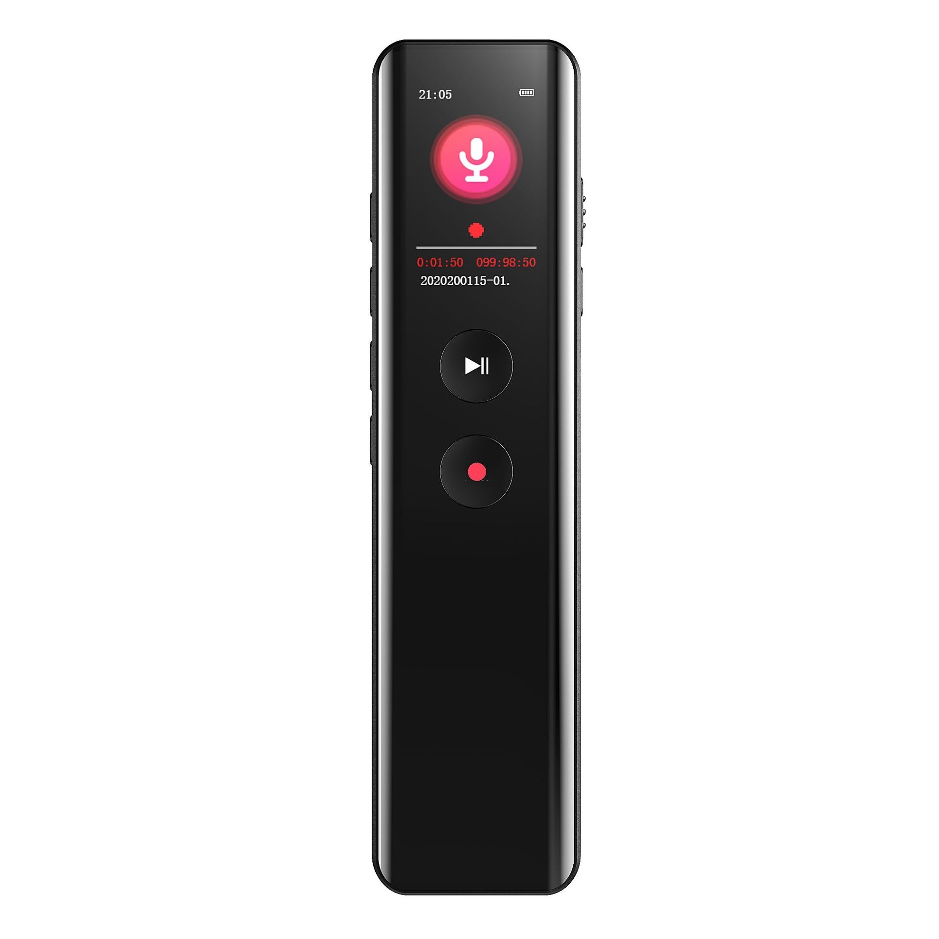 Grabadora de voz digital portátil con reproducción HiFi, cancelación de ruido inteligente, cifrado seguro de archivos, batería de larga duración, N5 negra