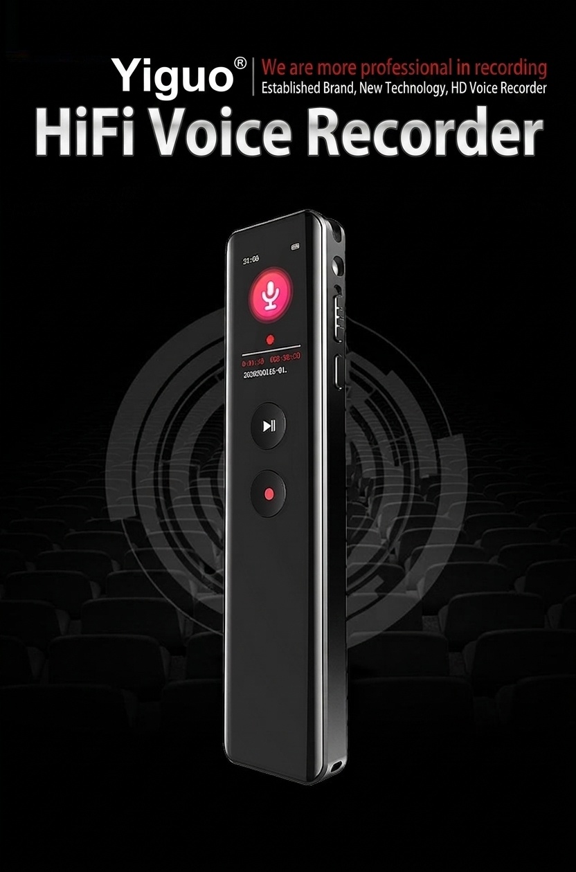 Grabadora de voz digital portátil con reproducción HiFi, cancelación de ruido inteligente, cifrado seguro de archivos, batería de larga duración, N5 negra