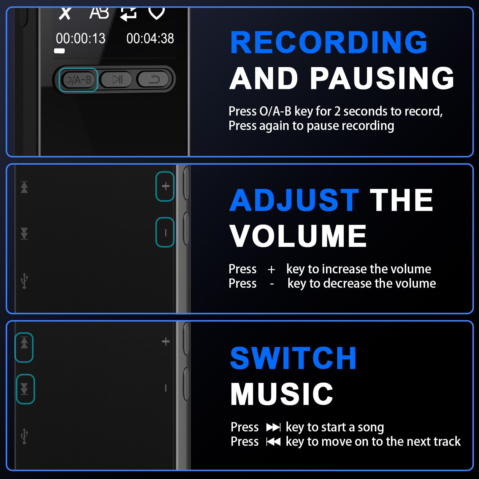 Reproductor MP3 portátil con 128 GB de almacenamiento interno, conectividad Bluetooth 5.2, audio de alta fidelidad, 20 horas de duración de la batería, N27 Negro