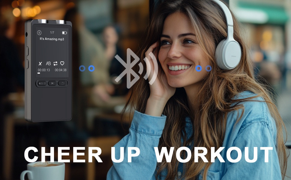 Reproductor MP3 portátil con 128 GB de almacenamiento interno, conectividad Bluetooth 5.2, audio de alta fidelidad, 20 horas de duración de la batería, N27 Negro