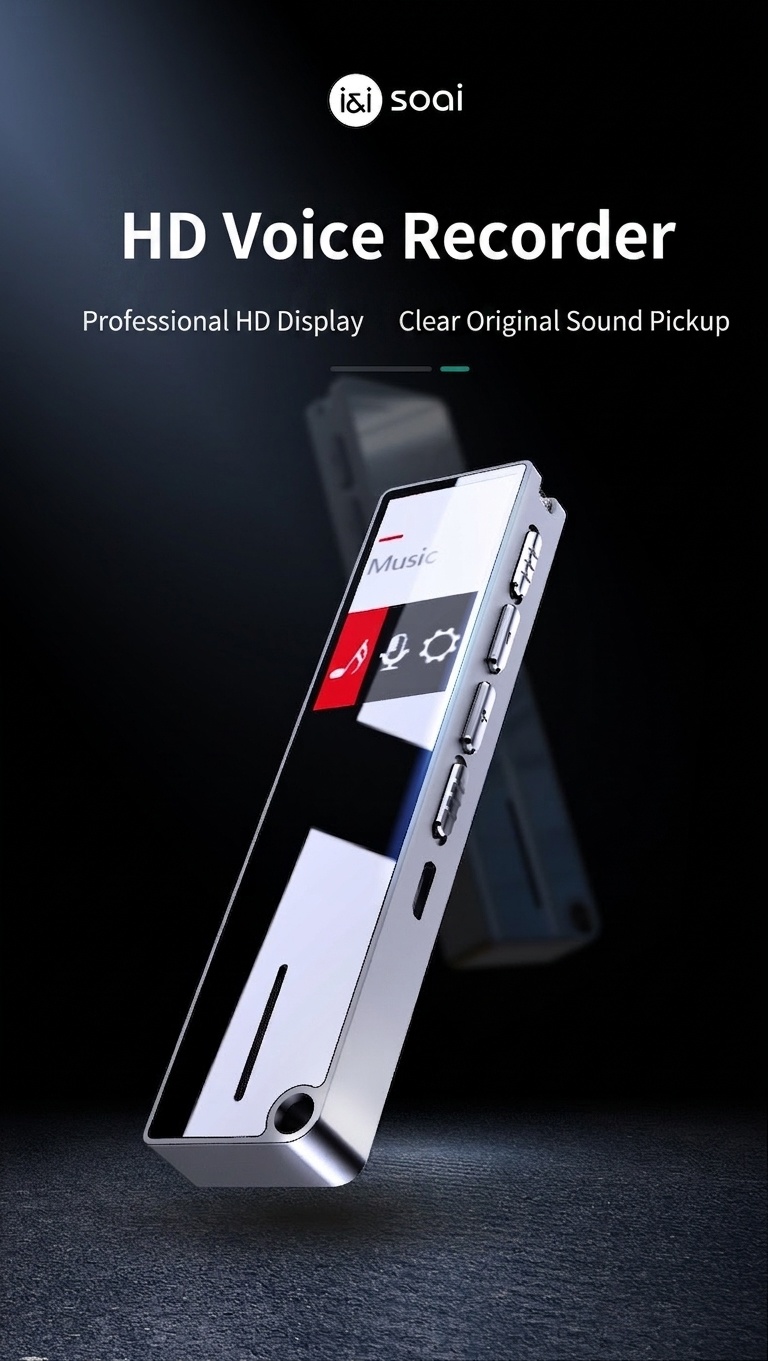 Grabadora de voz digital HD con reproducción de MP3, potente chip DSP, cancelación de ruido real, grabación nítida a 200 m, funcionamiento con un solo botón, N3 Black