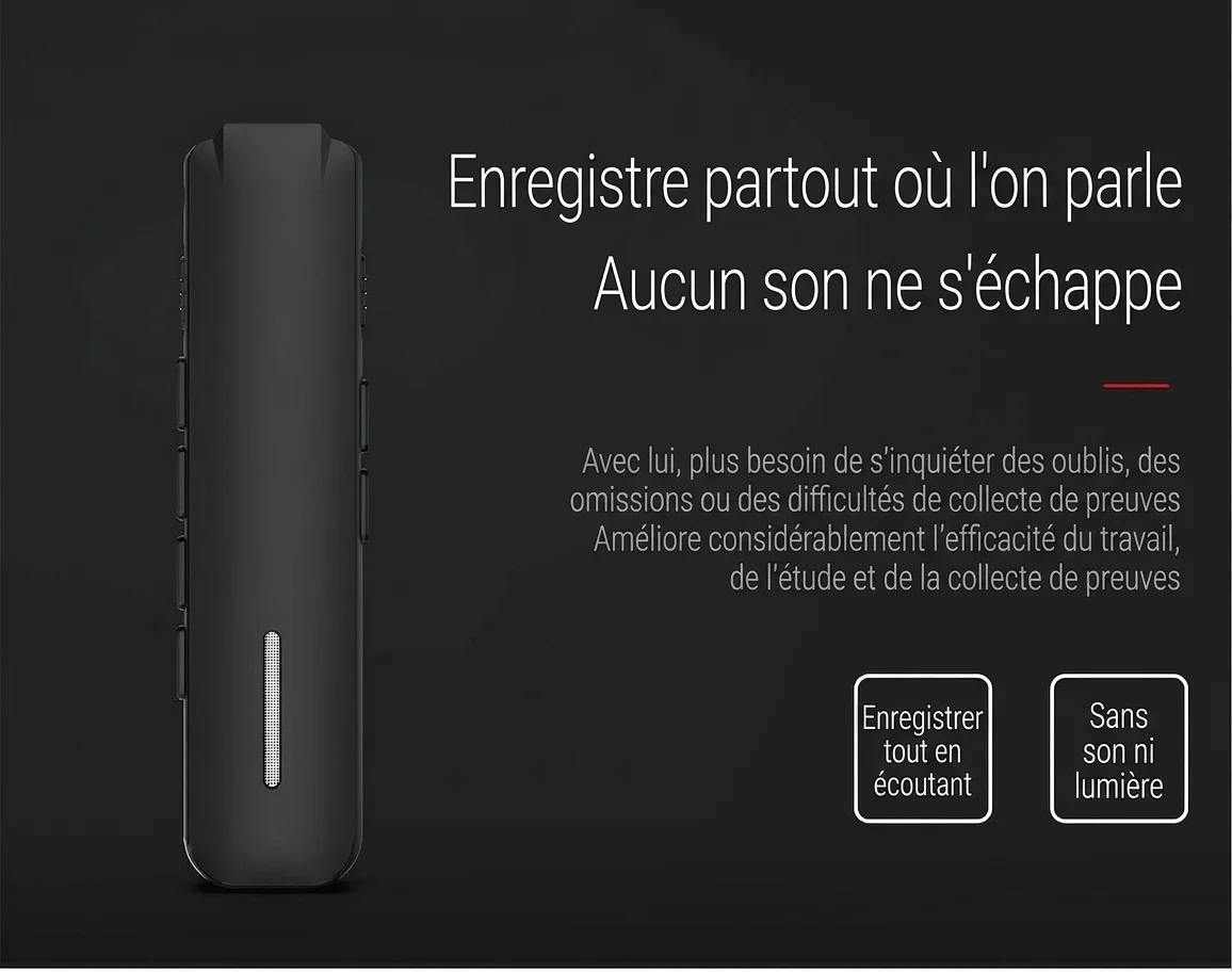 Enregistreur vocal numérique et lecteur MP3 2 en 1, microphone haute fidélité, réduction intelligente du bruit, autonomie prolongée, appareil audio portable, N1 Noir