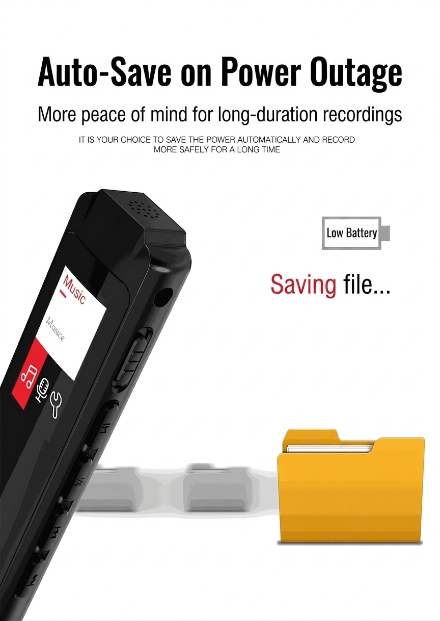 Grabadora de voz digital y reproductor de MP3 2 en 1, micrófono de alta fidelidad, cancelación de ruido inteligente, batería de larga duración, dispositivo de audio portátil, N1 Negro
