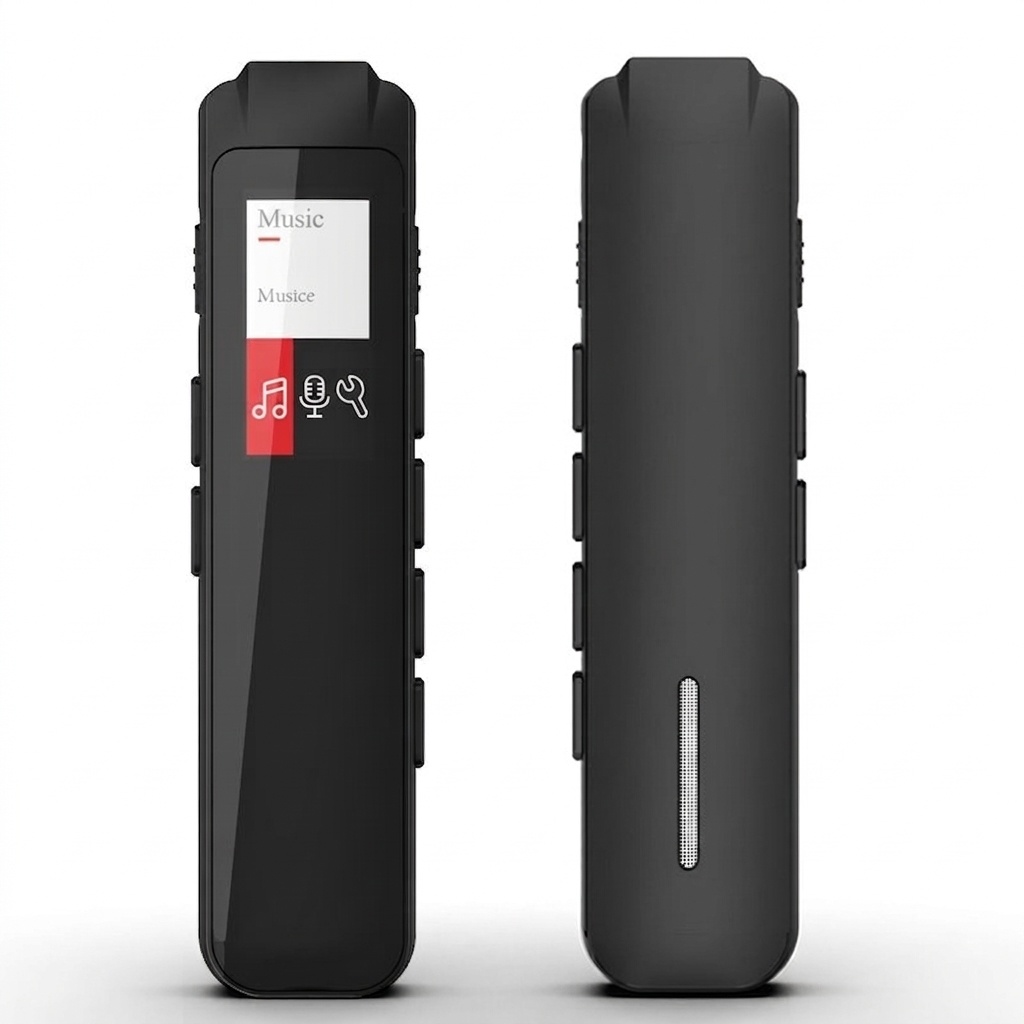Grabadora de voz digital y reproductor de MP3 2 en 1, micrófono de alta fidelidad, cancelación de ruido inteligente, batería de larga duración, dispositivo de audio portátil, N1 Negro