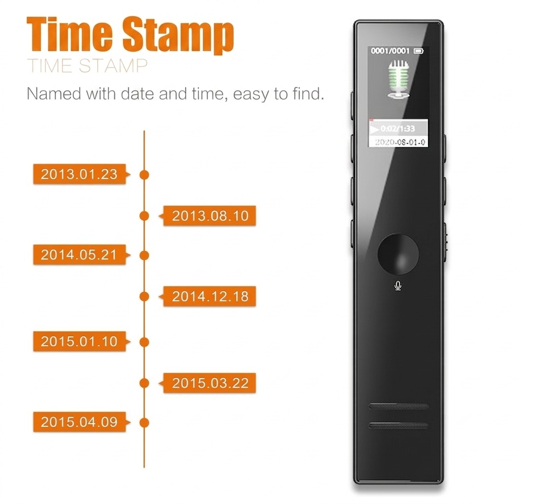 Grabadora de voz digital compacta con pantalla LED HD, reproducción de MP3, reducción de ruido inteligente, 13 horas de autonomía de batería, N8S negra