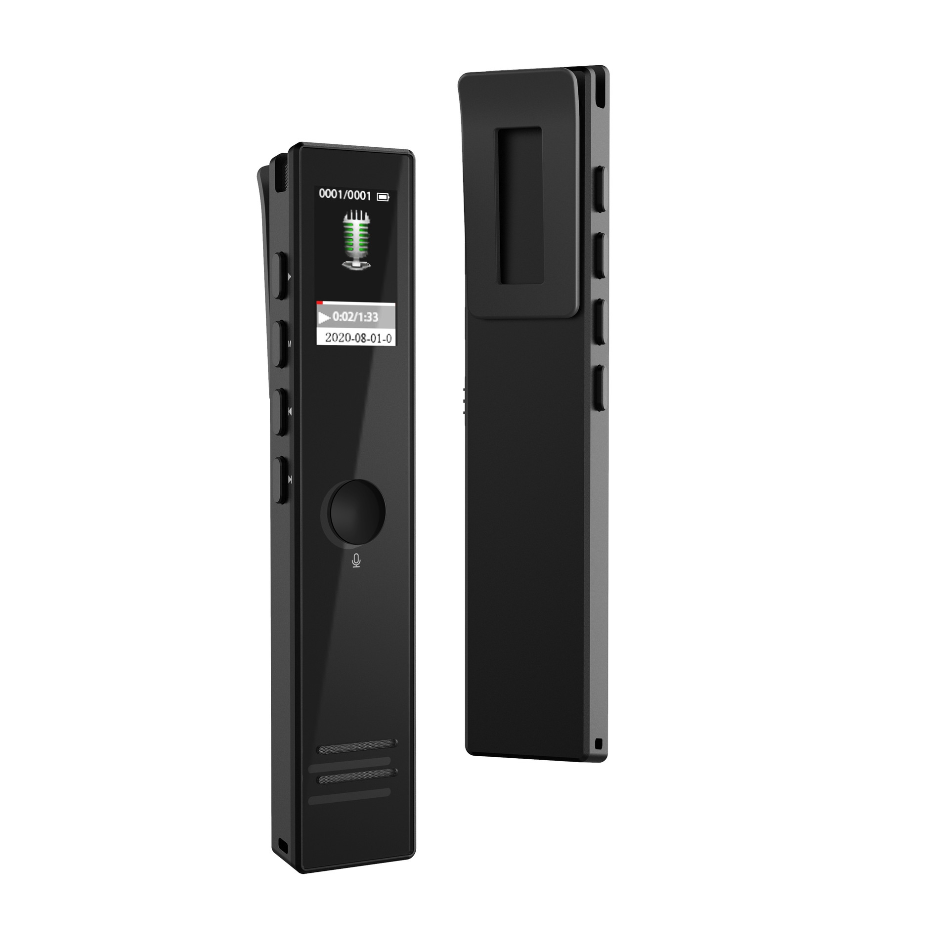 Grabadora de voz digital compacta con pantalla LED HD, reproducción de MP3, reducción de ruido inteligente, 13 horas de autonomía de batería, N8S negra