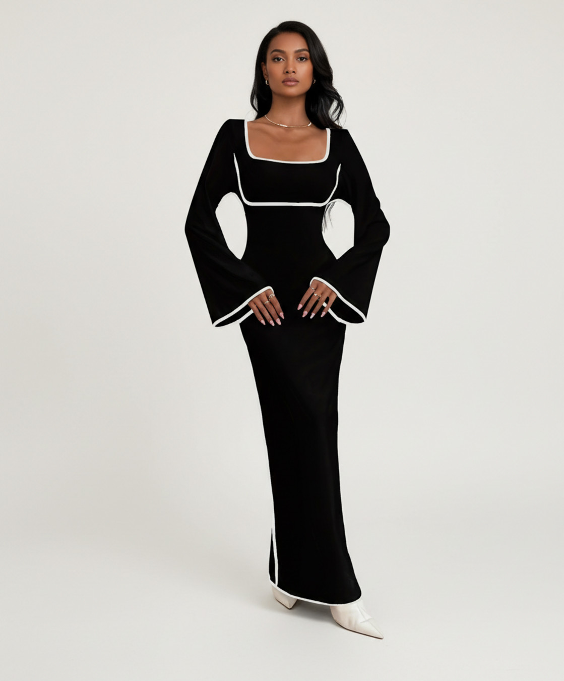 Knitted fabrics Polyester (polyester fiber) Work Style Dresses GWC-00012