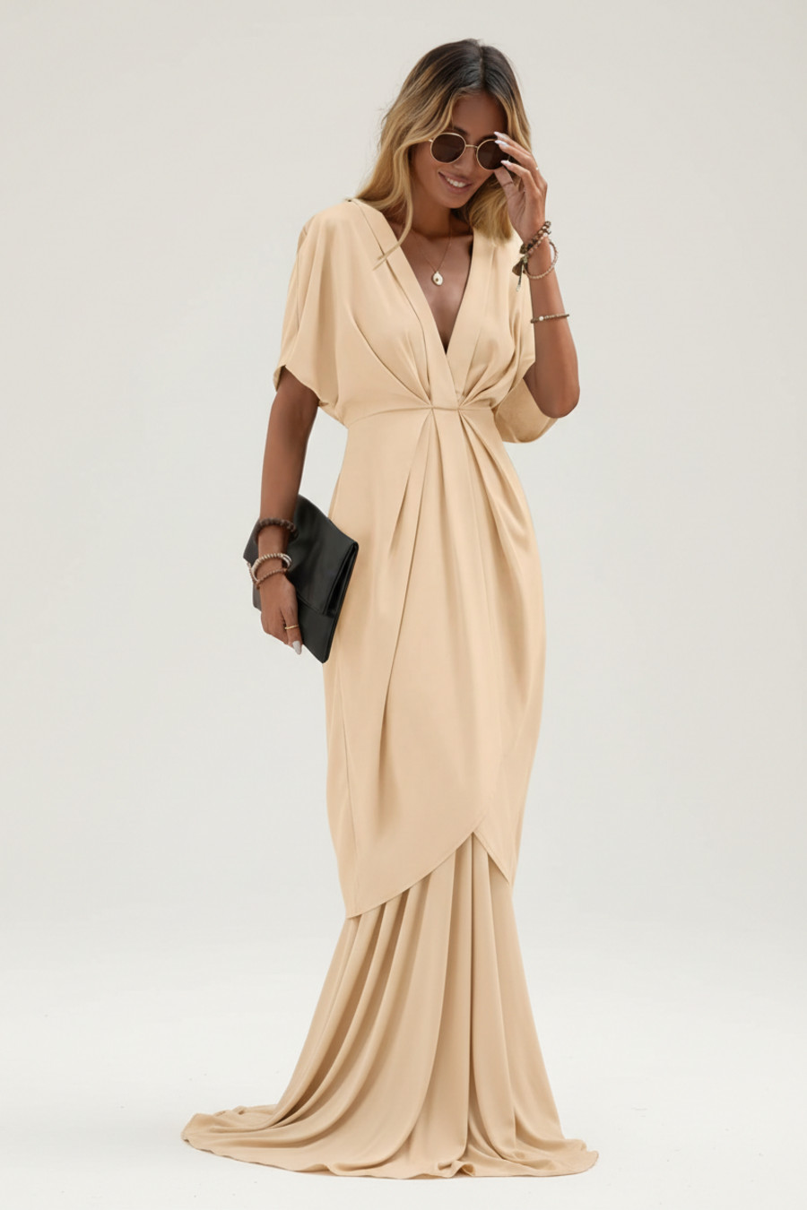 Vestidos de trabajo de poliéster color albaricoque L GWC-00024