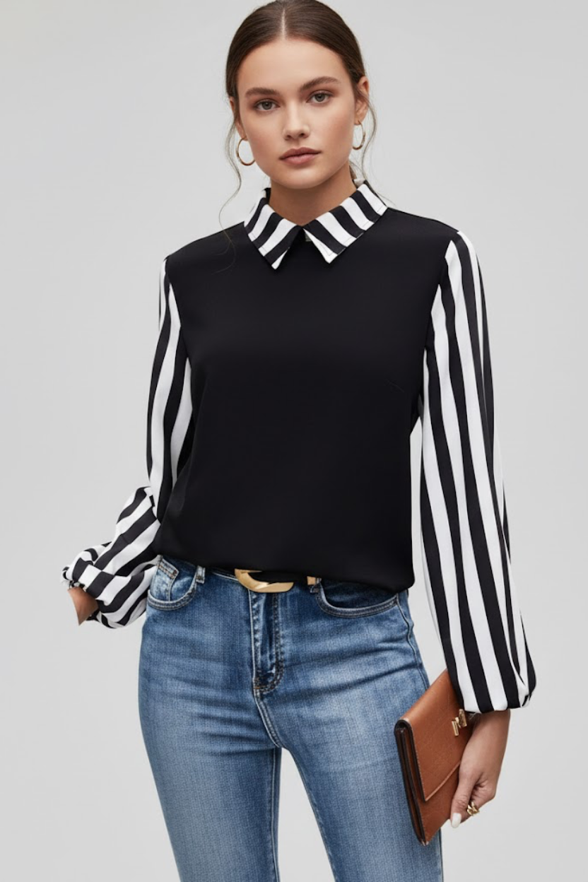 Casual Button-Down Striped/Checkered Long Shirt GWC-00002