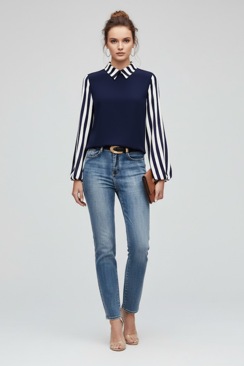 Casual Button-Down Striped/Checkered Long Shirt GWC-00002