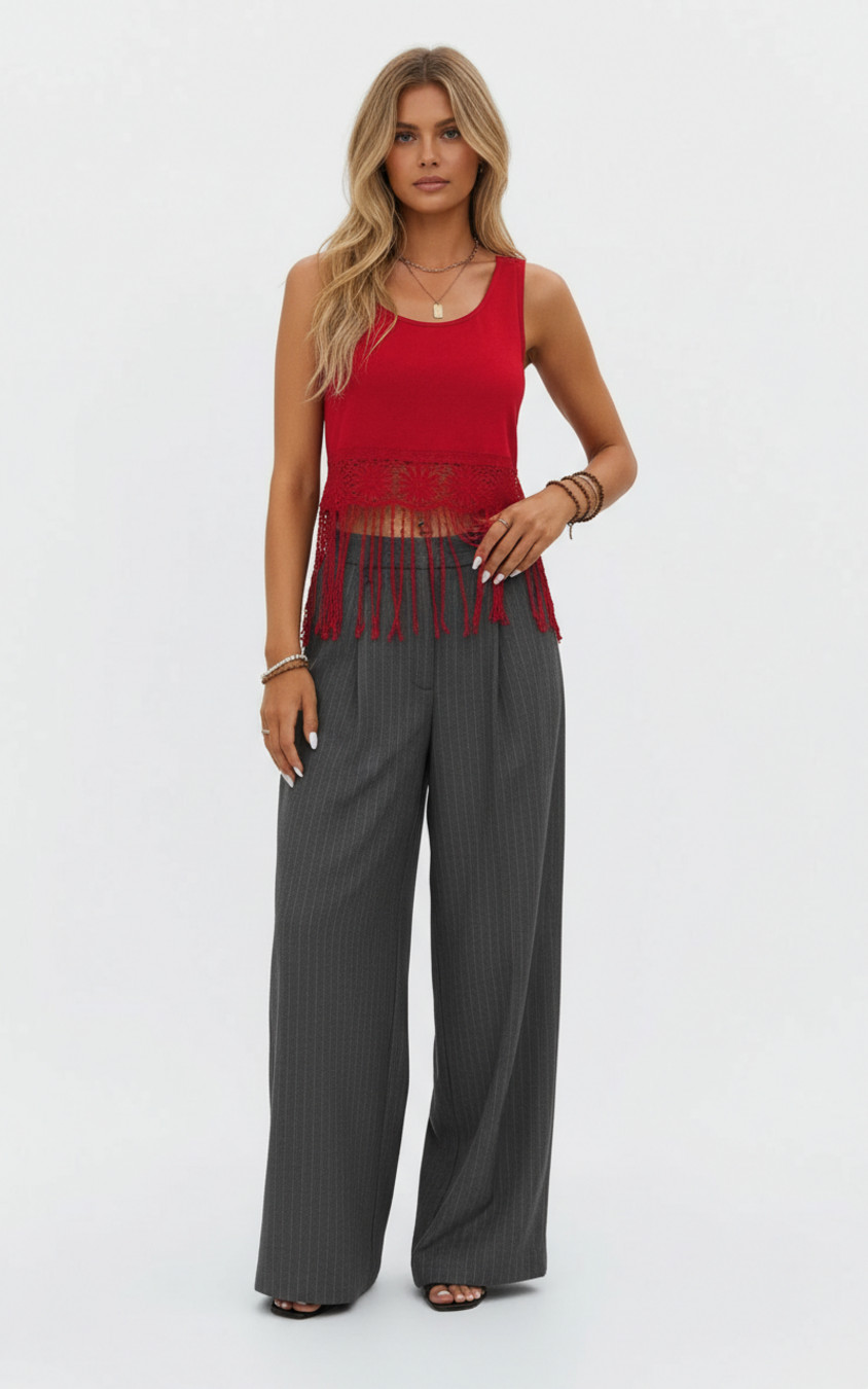 Abrikooskleurige gebreide stof, polyester (polyestervezel), feestelijke tops, maat L, GWC-00019