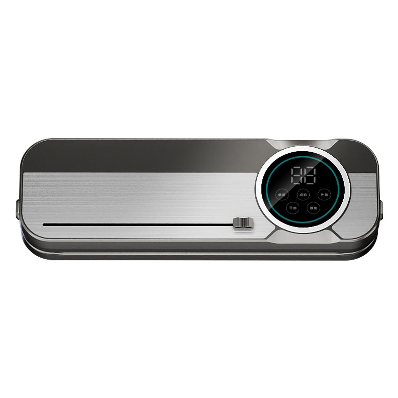 Macchina automatica per il sottovuoto degli alimenti, pannello in acciaio inox, comandi digitali, potente aspirazione, conservante per alimenti con diverse modalità per alimenti secchi e umidi.