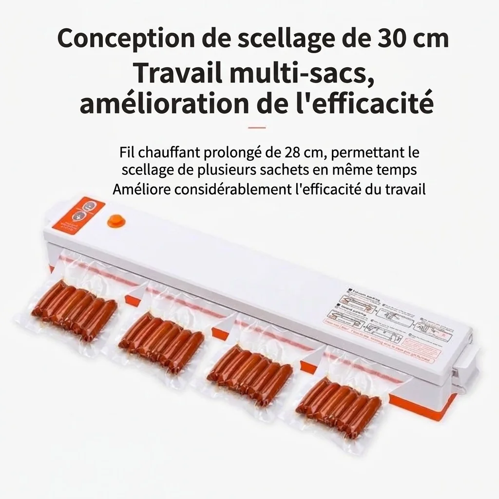 Machine de mise sous vide automatique pour aliments, double moteur puissant, barre de scellage de 30 cm, conservation des aliments secs et humides en une seule touche, conserve les aliments frais 5 fois plus longtemps