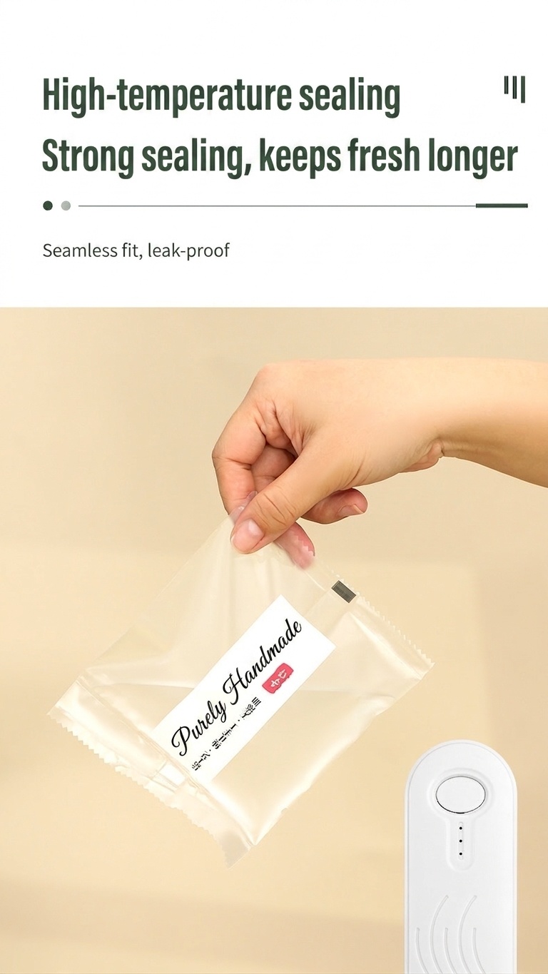 Mini sigillatrice portatile per sacchetti, sigillatrice termica ricaricabile con batteria da 1200 mAh, controllo intelligente della temperatura, sigillatrice ermetica per alimenti, ideale per cucina e snack.