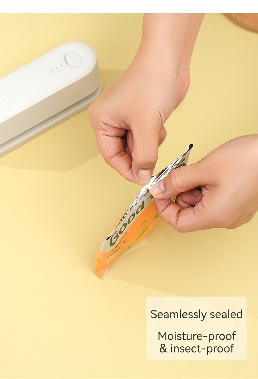 Mini sigillatrice portatile per sacchetti, sigillatrice termica ricaricabile con batteria da 1200 mAh, controllo intelligente della temperatura, sigillatrice ermetica per alimenti, ideale per cucina e snack.