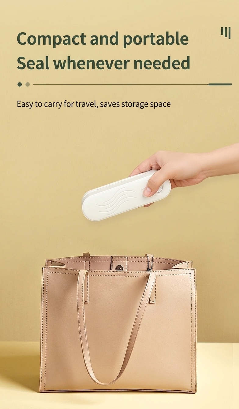 Mini sigillatrice portatile per sacchetti, sigillatrice termica ricaricabile con batteria da 1200 mAh, controllo intelligente della temperatura, sigillatrice ermetica per alimenti, ideale per cucina e snack.