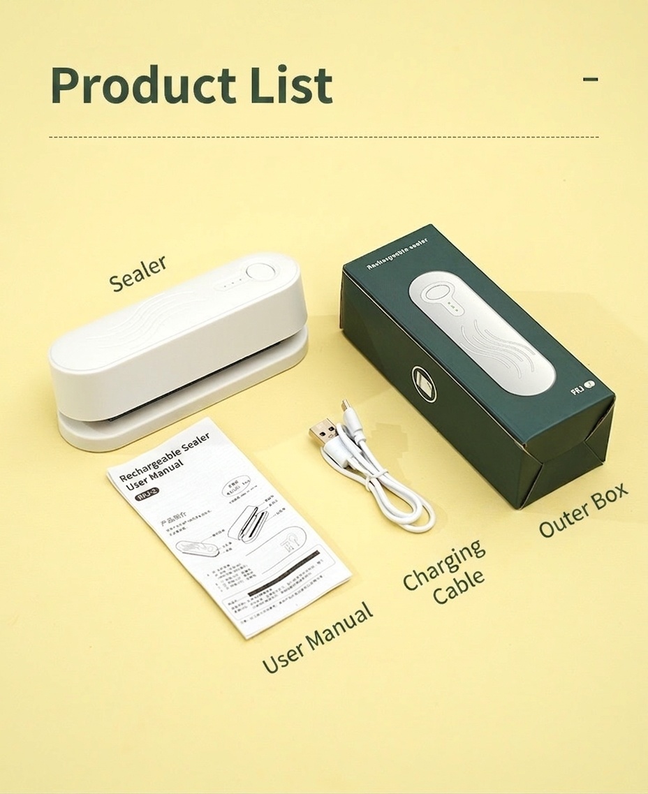 Mini sigillatrice portatile per sacchetti, sigillatrice termica ricaricabile con batteria da 1200 mAh, controllo intelligente della temperatura, sigillatrice ermetica per alimenti, ideale per cucina e snack.
