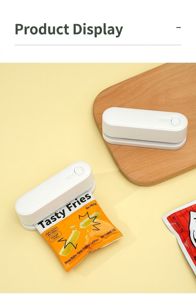 Mini sigillatrice portatile per sacchetti, sigillatrice termica ricaricabile con batteria da 1200 mAh, controllo intelligente della temperatura, sigillatrice ermetica per alimenti, ideale per cucina e snack.