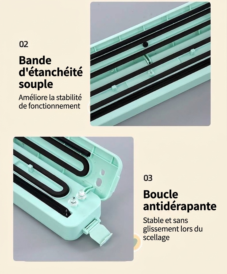 Machine de mise sous vide automatique pour aliments, forte aspiration de 120 kPa, longueur de scellage de 30 cm, utilisation simplifiée (une seule touche), idéale pour la conservation des aliments secs et humides.
