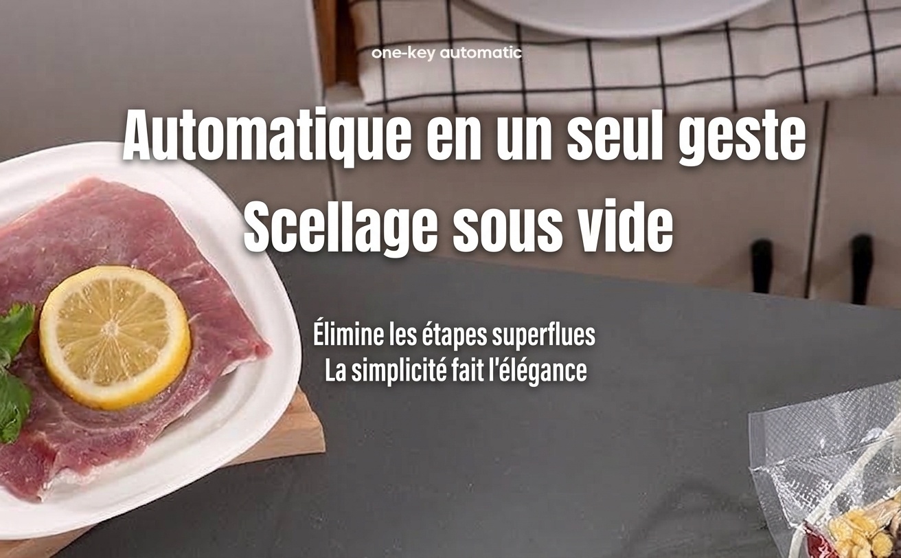 Machine de mise sous vide automatique pour aliments, forte aspiration de 120 kPa, longueur de scellage de 30 cm, utilisation simplifiée (une seule touche), idéale pour la conservation des aliments secs et humides.