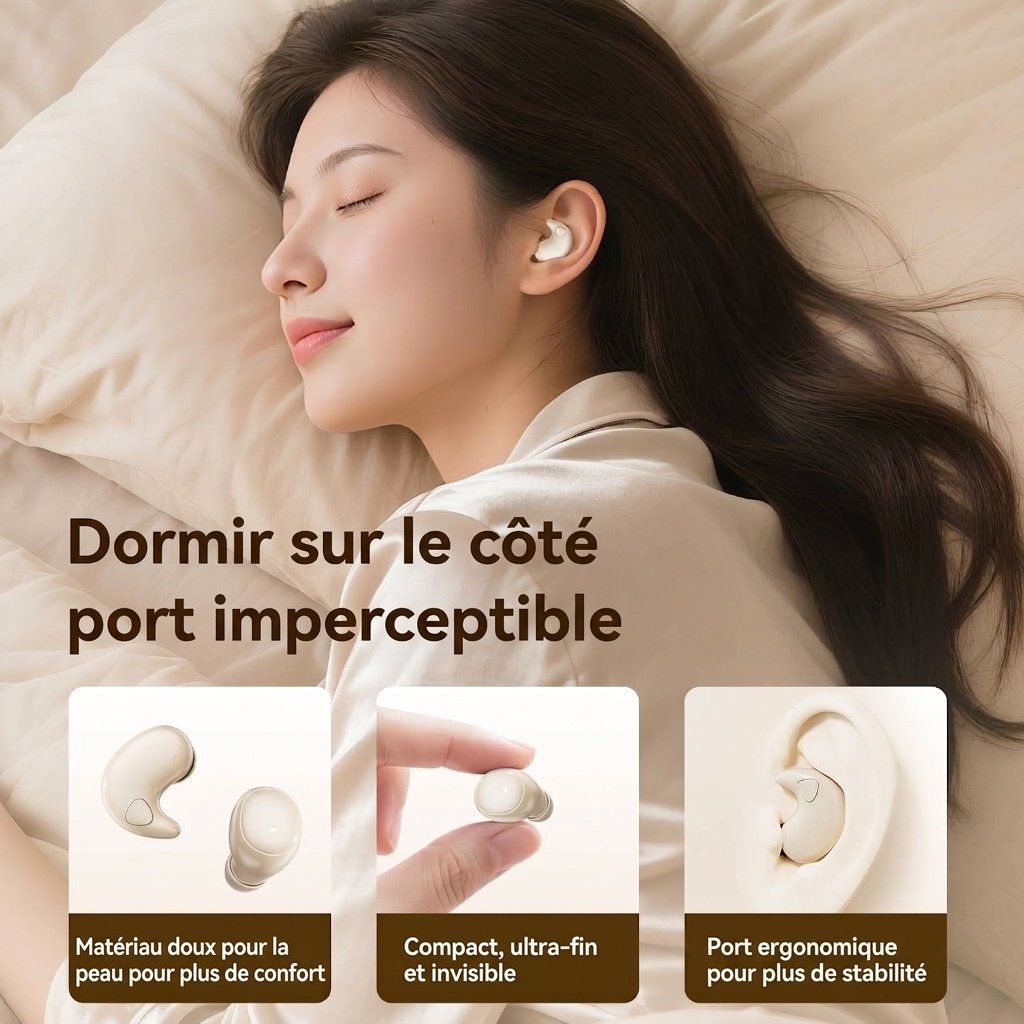 Mini écouteurs sans fil pour dormir - Modèle ultra-fin à réduction de bruit n° M126