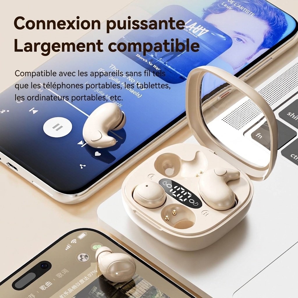 Mini écouteurs sans fil pour dormir - Modèle ultra-fin à réduction de bruit n° M126