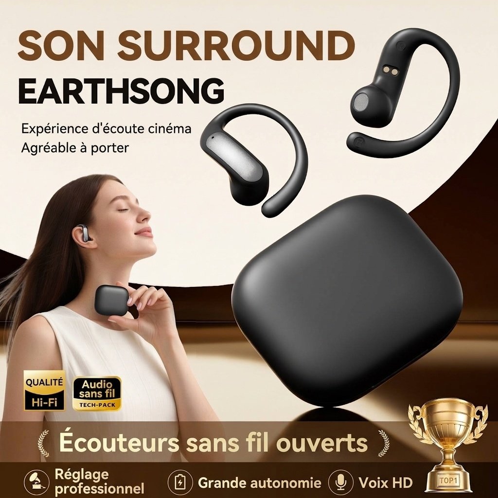 Écouteurs sans fil Earthsong à oreille ouverte et sans latence, modèle n° M140