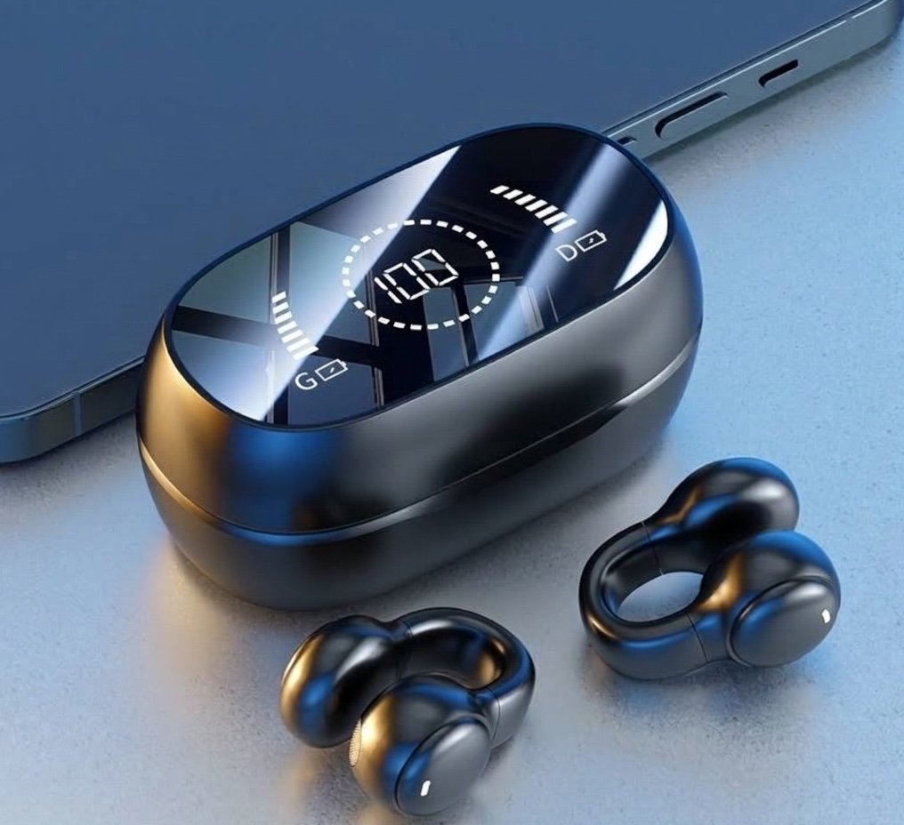 Écouteurs sans fil 9D à clip auriculaire avec indicateur de charge LED, modèle n° M47