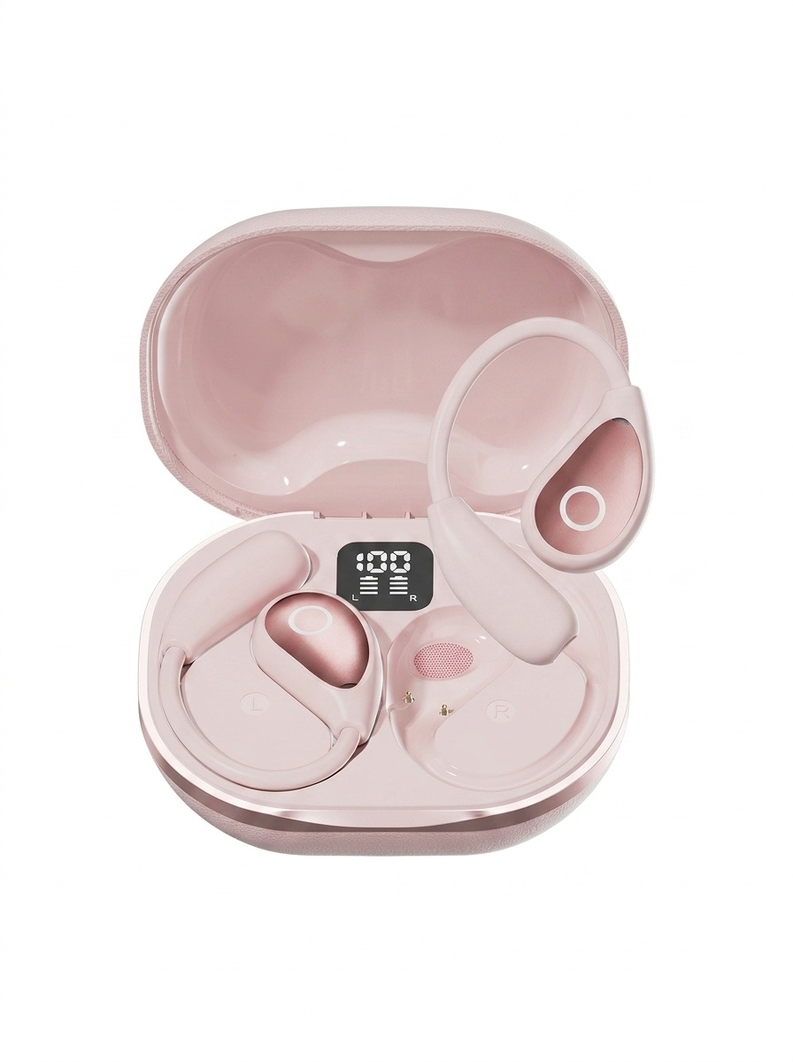 Wireless Open-Ear Bluetooth Earbuds with Leather Charging Case Model#M95