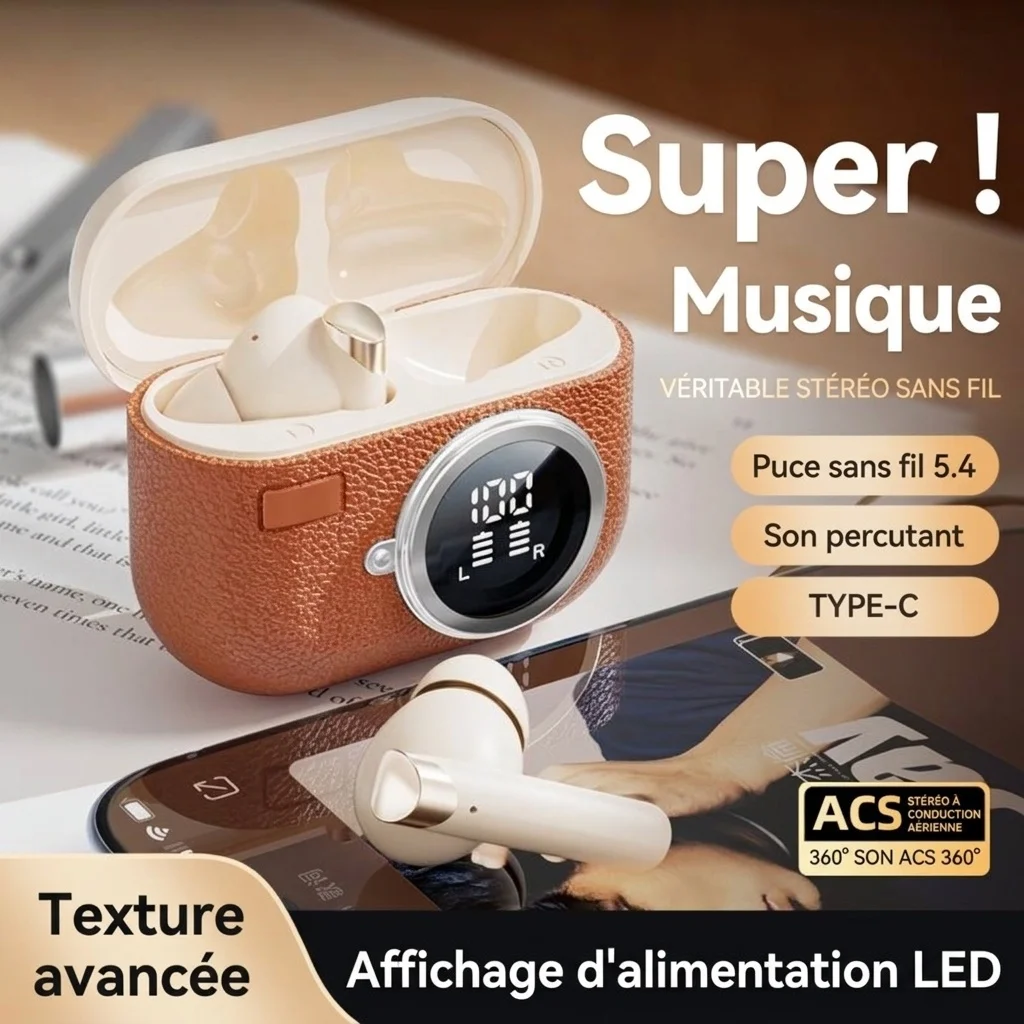 Écouteurs stéréo sans fil True Wireless avec indicateur de charge LED, modèle n° M88